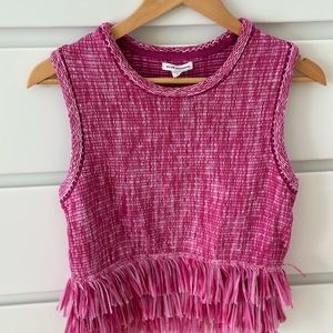 Club Monaco sleeveless knit top with fringe. Heavy and well-made.